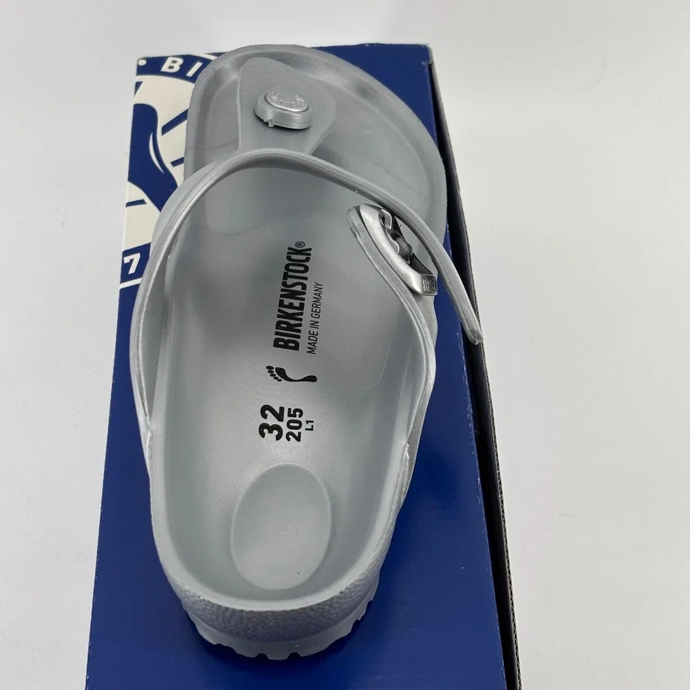 Birkenstock Gizeh EVA Sandals Kids 32 Silver Thong Waterproof New 1003497